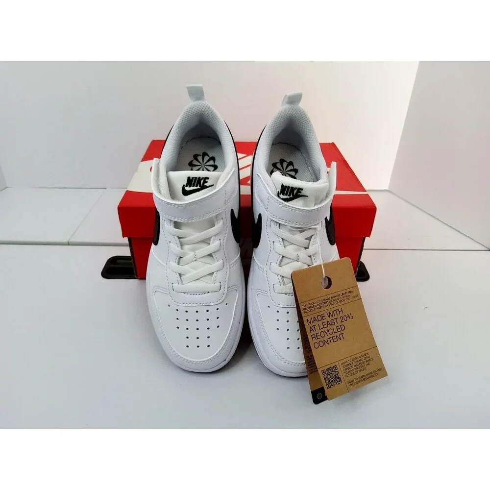 Nike Court Borough Low Recraft White Black Kids Preschool Casual Shoe DV5457-104 - Picture 5 of 9